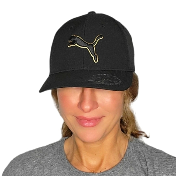 Puma Fitted Baseball Cap Size Small Black Embroidered - Picture 1 of 6